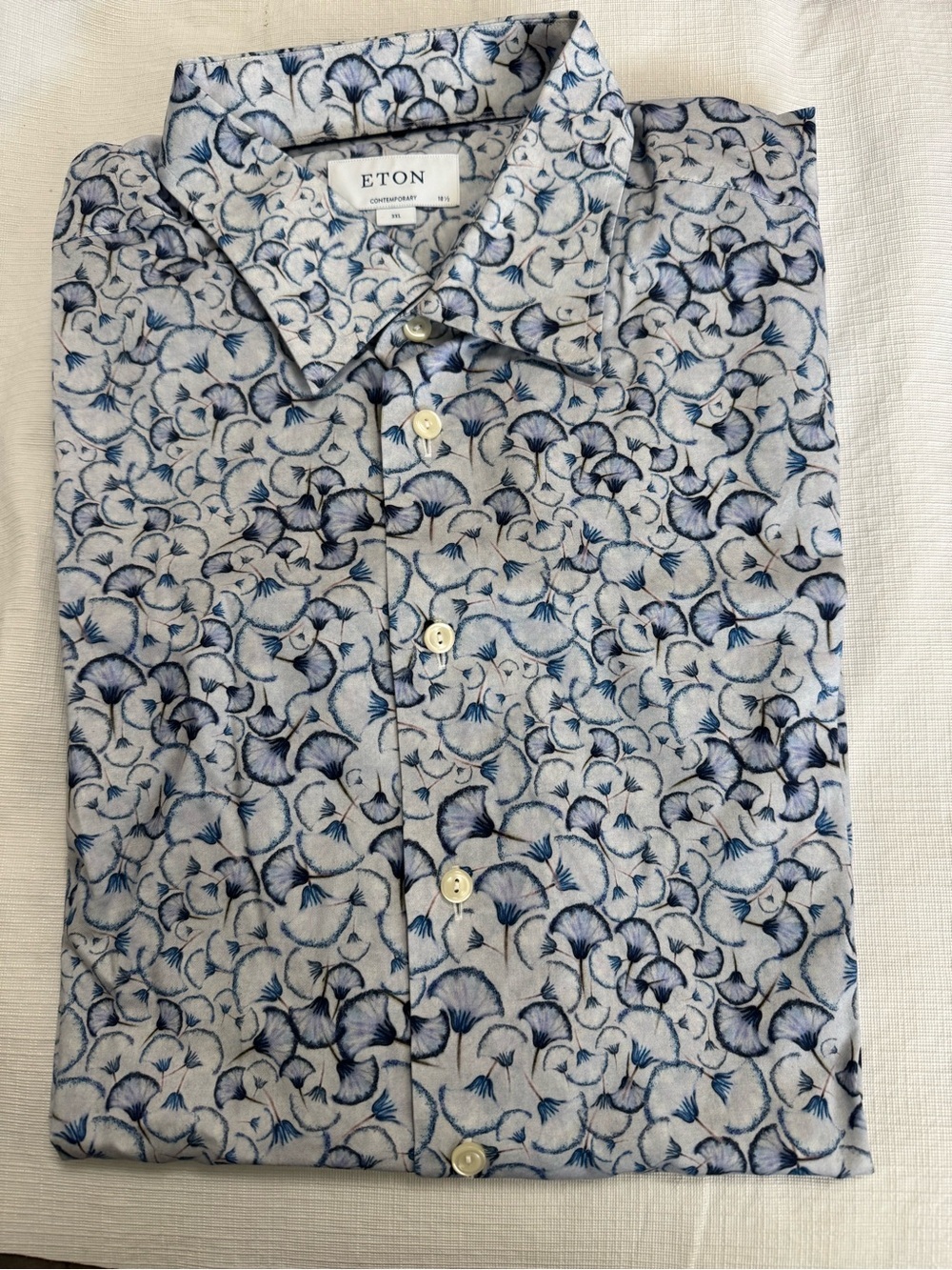 Eton White and Blue Swirl Pattern Shirt Buttondown shirt Size 3XL - Picture 1 of 9